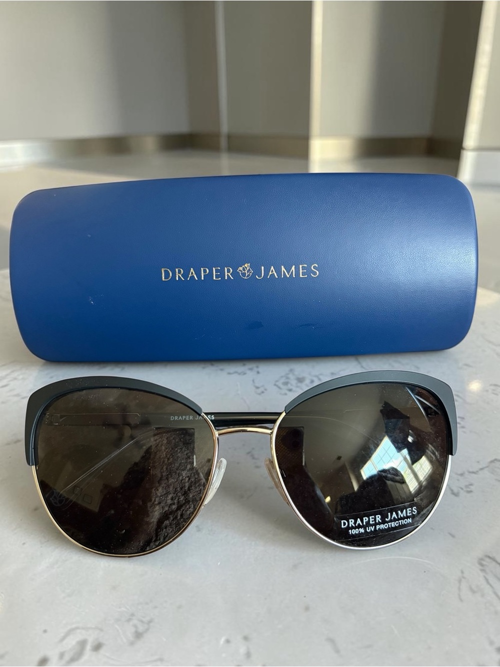 Draper James Black and Gold Cat-Eye Sunglasses